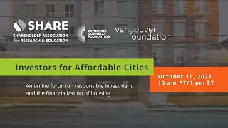 Investors for Affordable Cities: An online forum on the financialization of housing