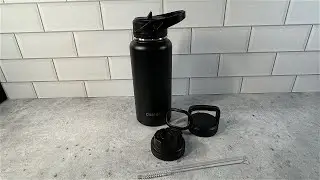 CIVAGO 32 oz Insulated Water Bottle with Straw and 3 Lids