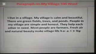 Paragraph On My Village 100 Word 