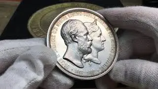 Oskar II. Kungaparets silverbr&ouml;llop 1882 - MYCKET S&Auml;LLSYNT fr&aring;n Roberto Delzanno Mynthandel