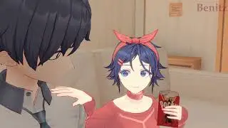 Pocky Game with Short-haired Mita [SFM/MiSide]