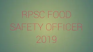 RPSC FOOD SAFETY OFFICER SYLLABUS 2019