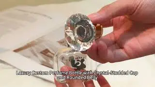 #luxury  Custom Perfume Bottle with Crystal-Studded Cap and Rounded Belly