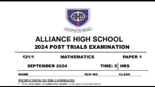 ALLIANCE SCHOOL POST MOCK , MATHS PAPER 1 2024