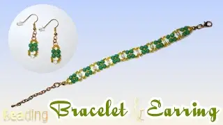 Tutorial gelang dan anting dari manik manik | Beading Bracelet & Earring 💚🤍💛