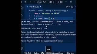 Index() Method in Python | String Methods #pythontricks #python.