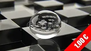 Single Glass Orb on Cube Array | HD Minimalist Stock Footage