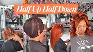 Half Up Half Down Leave Out Tutorial🍊Quick Easy Extend Ponytail | Orange Hair Bundles Ft.#ULAHAIR