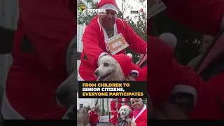 Thousands turn Mexico city streets red for Santa run 2025 | #shorts