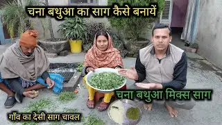 चना बथुआ का साग कैसे बनाते हैं | mix saag recipe | chana bathua saag | #ajaypriyankavlogs