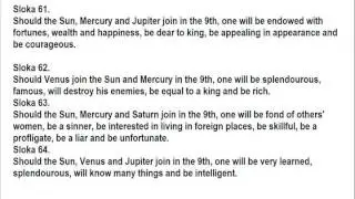Effects of 3 planets in conjunction in the 9th house as per Chapter 32 of Saravali