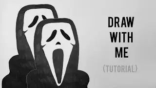 draw with me | draw scream mask tutorial step by step