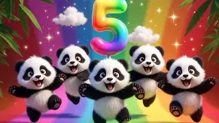 Five Little Pandas Jumping 🐼 | Fun Counting Song for Kids | Nursery Rhyme