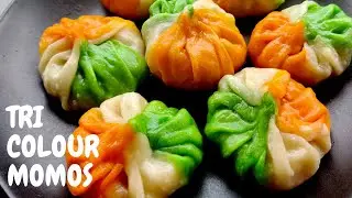 Tricolour Momos | MAKING COLOURFUL MOMOS | रंग बिरंगे मोमोज़ कैसे बनाएं | Customised Momos