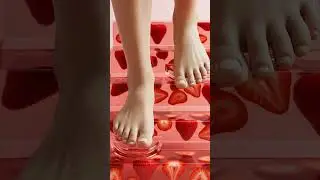 Strawberry Jelly Stairs 👣✨ Slow-Motion ASMR Footsteps #relax #love #foot #pie