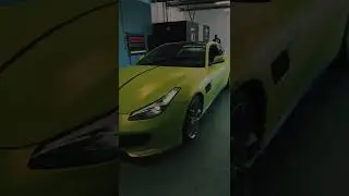 Ferrari wrap in bright satin lime vinyl