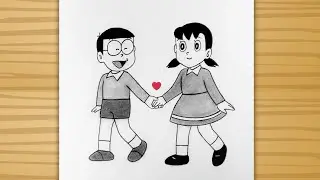 How to draw Nobita Shizuka - pencil sketch / Nobita Shizuka drawing from Doraemon / Pencil drawing