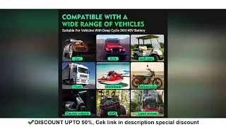 HTRC 36V/18A Golf Cart Battery Charger 48V/13A for EZ-GO RXV TXT Club Car Yamaha AGM LiFePO4 PB Lith