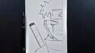 Anime sketch | how to draw Shisui Uchiha half face easy step-by-step