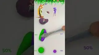Green vs Purple Clay Mix - 50/50Cartoon Challenge