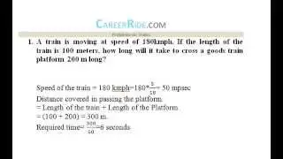 Problems On Trains - Quantitative Aptitude Model Questions and explanations