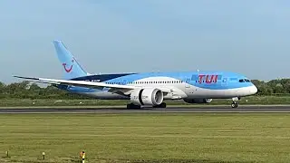 TUI Boeing 787-8 Dreamliner landing with ATC audio at Manchester Airport