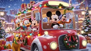 🎄🚌 Mickey & Friends Christmas Bus Adventure | Snowfall Party for Kids ❄️🌨️