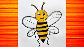HOW TO DRAW HONEY BEE,BEE DRAWING