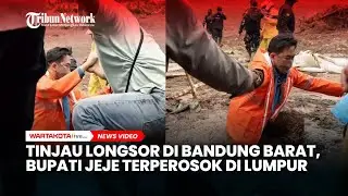 Tinjau Longsor di Bandung Barat, Bupati Jeje R  Ismail Sampai Terperosok di Kubangan Lumpur