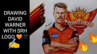 Drawing : David Warner with SRH Logo 🧡🖤🖍 | time lapse video | #davidwarner #srh #drawing