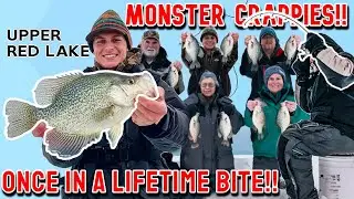 The most EPIC day of Upper Red Lake CRAPPIE Ice Fishing!! (SLABS in 13 Feet)