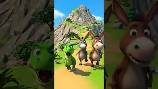 Baby T-Rex and two donkey climbing the mountain #100k #baby #animation #snowball #birt #hangrees