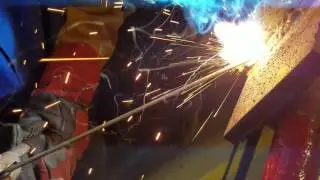 Welding student laying down some vertical up.