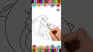 Dolphin Coloring Page for Kids | Fun Sea Animal Coloring Shorts Video with Easy Drawing
