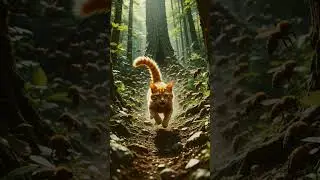 cat attacked by bees while running in fear