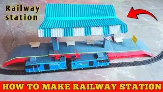 Railway station kaise banaye Ghar par? || How to make cardboard railway station !
