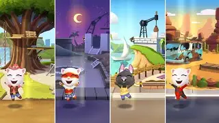Talking Tom Gold Run Cowboy Angela vs Super Angela vs Talking Becca vs Carnival Angela Gameplay