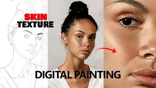 Digital painting with facial texture finishing