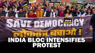 INDIA bloc leaders hold protest march from Parliament to Vijay Chowk over mass suspension of MPs