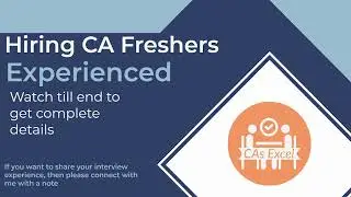 Hiring CA freshers, experienced CMA / industrial trainee/ articles|#jobs  #cajobs #cafreshers