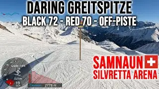 [4K] Skiing Samnaun, Daring Greitspitze - Black 72 - Red 70 & Off-Piste, Switzerland, GoPro HERO13