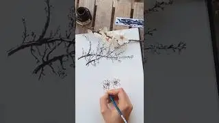 Drawing my almond tree blossoms with a paintbrush and ink&hellip;.#art #inkartwork #ink #drawing