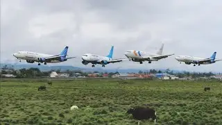 Landing dan Take Off Boeing 737-200 Pesawat My Indo Airlines PK-MYR di Bandara Wamena Papua