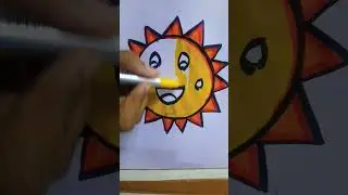 Smiley face sun drawing #sundrawing #sun #drawing #drawingforkids #colouring #art #funtime #ytshorts