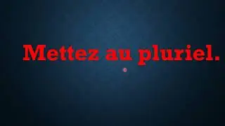 Mettez au pluriel : French Grammar
