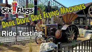 Dare Devil Dive Flying Machines Ride Testing Six Flags Fiesta Texas New 2020 Steampunk Design Style