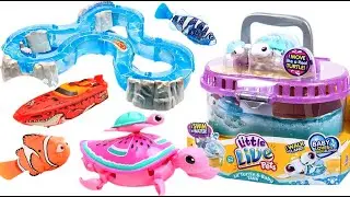 4K| UNBOXING NEW TOY LIL TURTLE baby TANK | WATER TRUCK ROBO FISH
