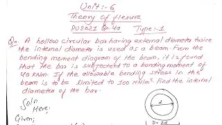 Unit:6 | Theory of flexure | Types:1 | PU 2021 Qn4a | Strength of Material | 3rd Sem | Prashant YT |