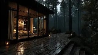 🌧️ Lluvia Suave Bajo el Techo de una Cabaña en el Bosque • Ambiente Calmo para Relajarse y Dormir