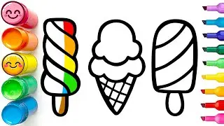 How to Draw 3 Colorful Ice Cream Pops | Easy Step by Step Tutorial